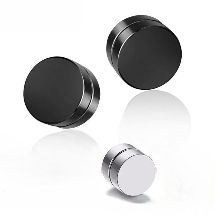 ピアスメンズ シンプル円形磁石イヤリング