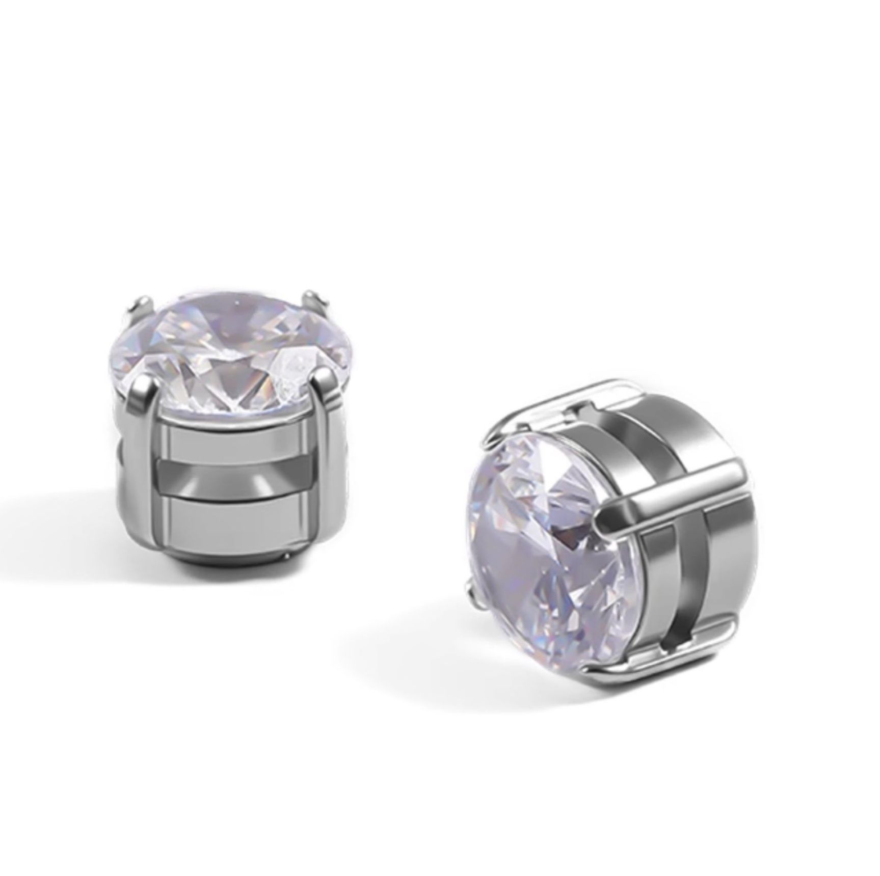 メンズピアス 煌めく丸型人工石マグネット式耳飾り