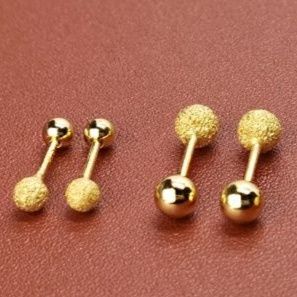 ピアスメンズ 双球デザイン つや消し光沢ミックス スタッドピアス