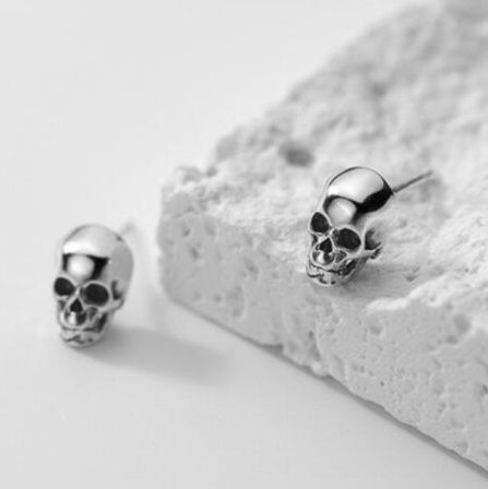 ピアスメンズ どくろデザイン メンズピアス シルバー