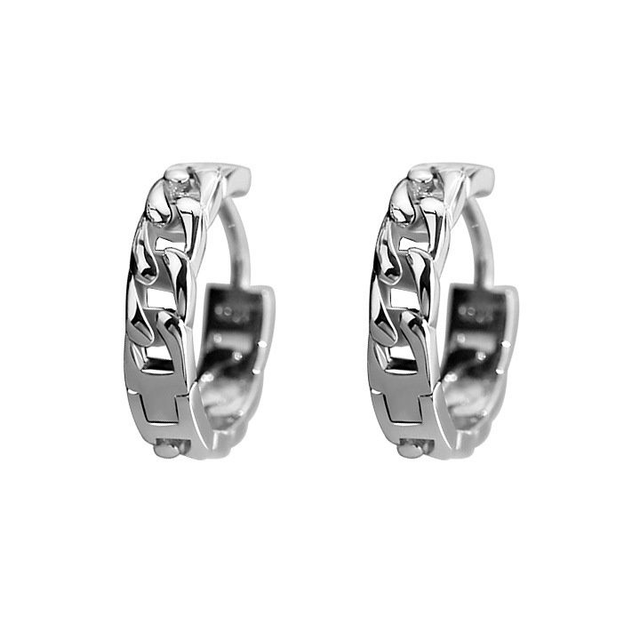 ピアスメンズ 男性用鎖模様フープピアス 上質な立体彫刻
