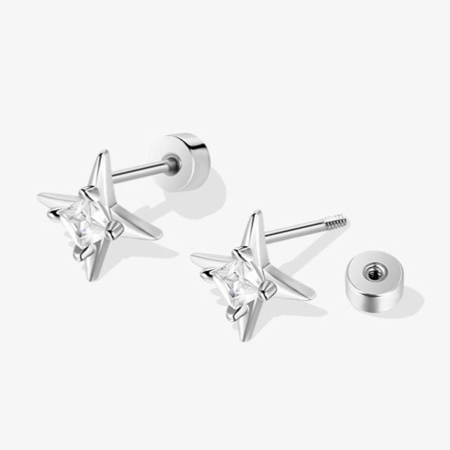 メンズピアス 男性用 星形輝石 シルバーピアス