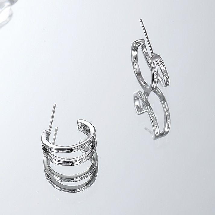 メンズピアス 多重リング風フープピアス