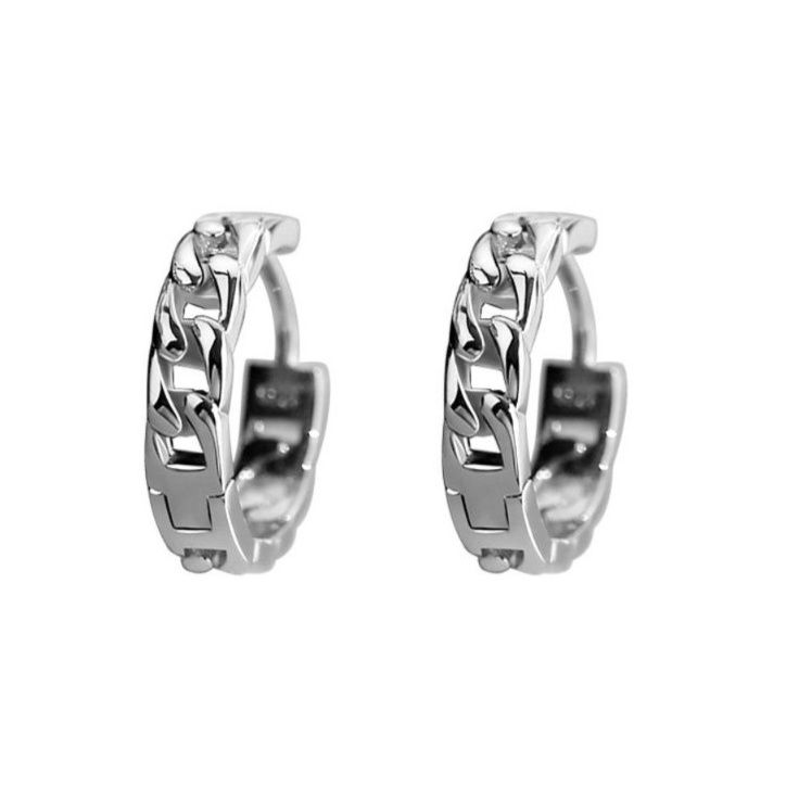 メンズピアス シンプル チェーンフープ ピアス