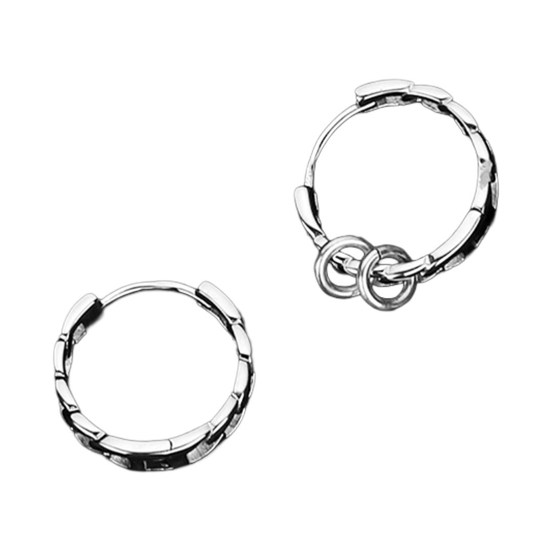 ピアスメンズ 重厚鎖デザイン クリップピアス