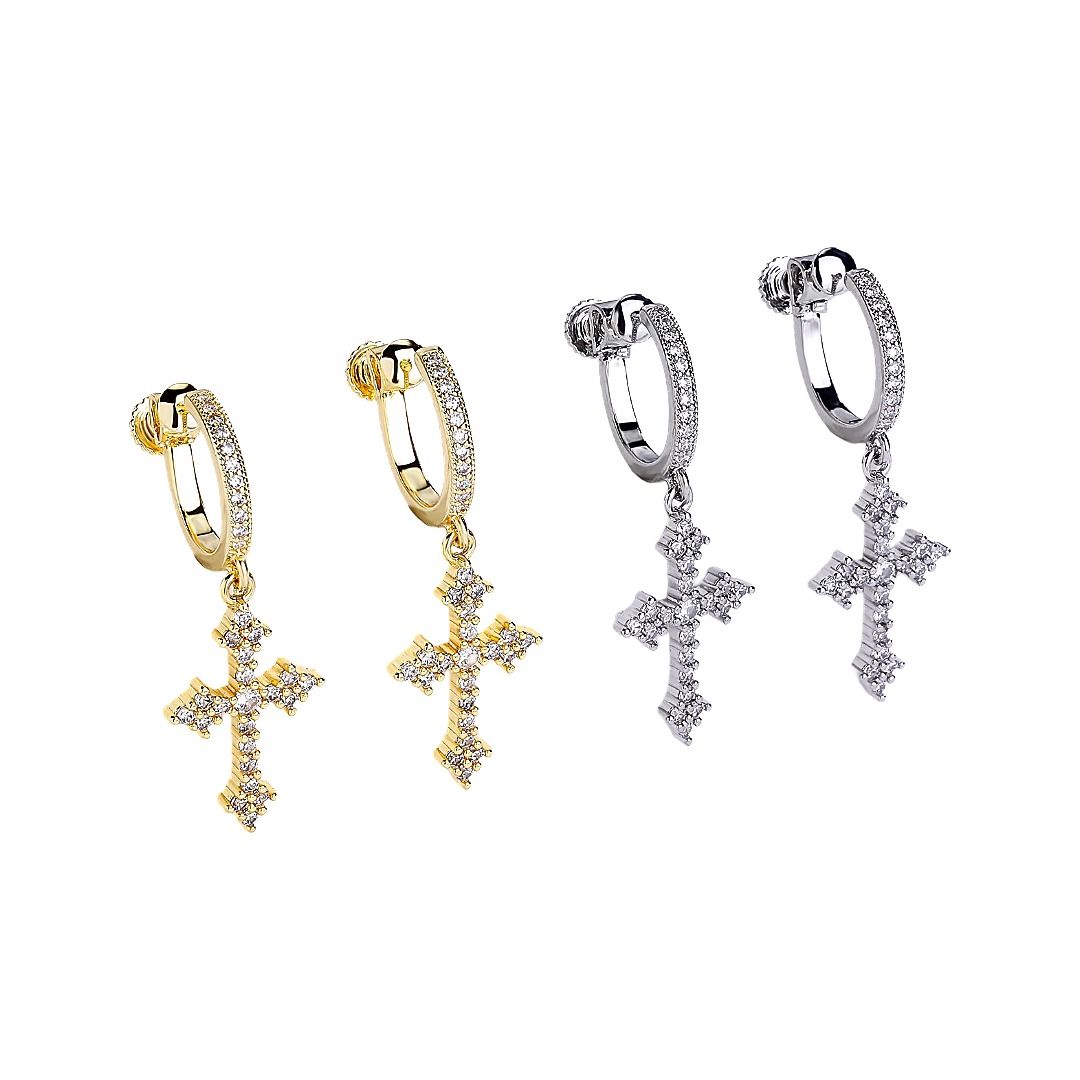 メンズピアス 十字架デザイン ゆらゆらピアス