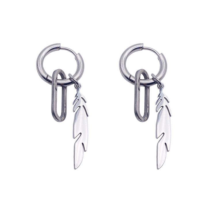 メンズピアス 羽根モチーフ フープピアス