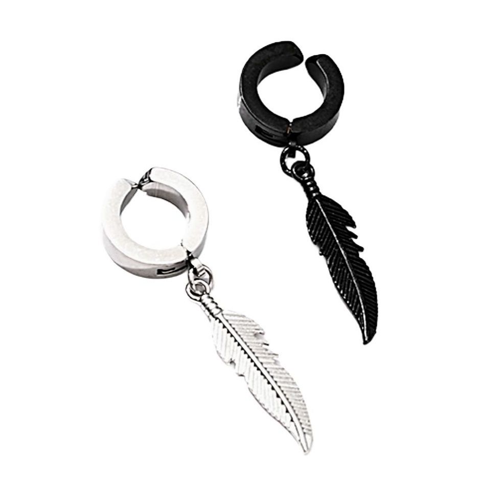 メンズピアス 羽根モチーフ サークルクリップピアス