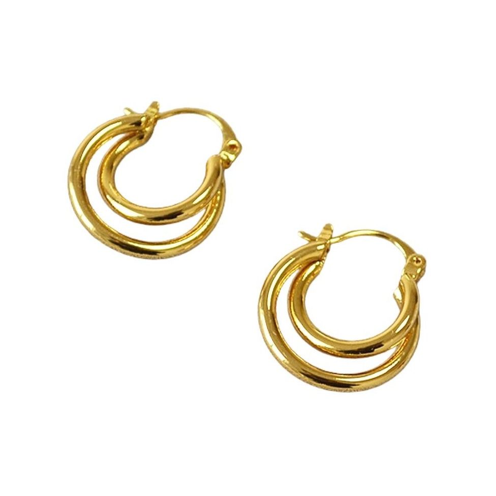 メンズピアス 二重層デザインリングピアス