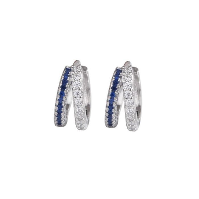 メンズピアス 煌めき二重ライン宝石リングピアス