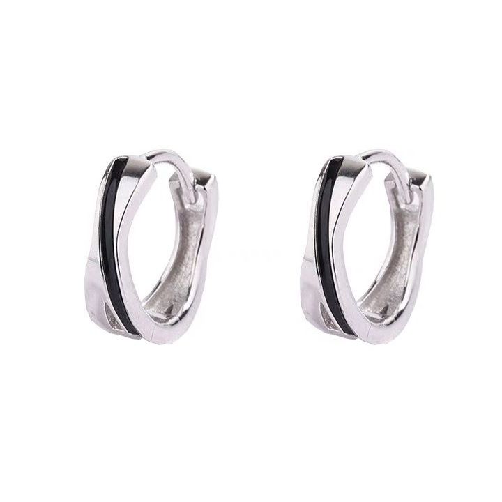 メンズピアス 二重線デザイン中折れ式フープピアス