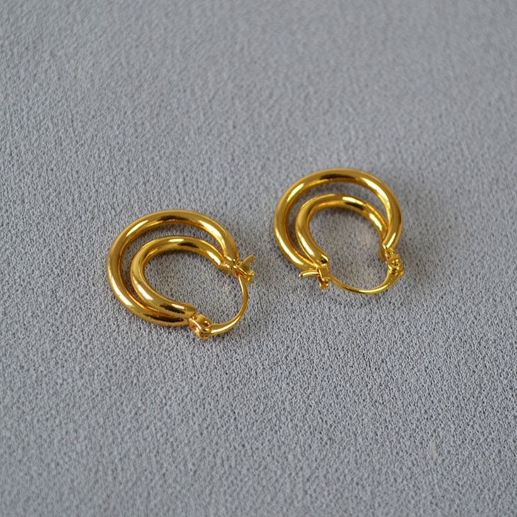 メンズピアス 二重層デザインリングピアス