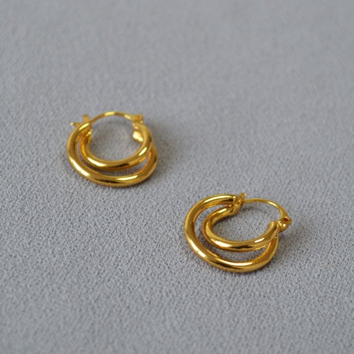 メンズピアス 二重層デザインリングピアス