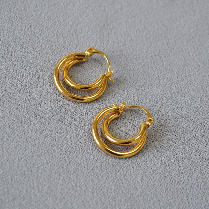 メンズピアス 二重層デザインリングピアス