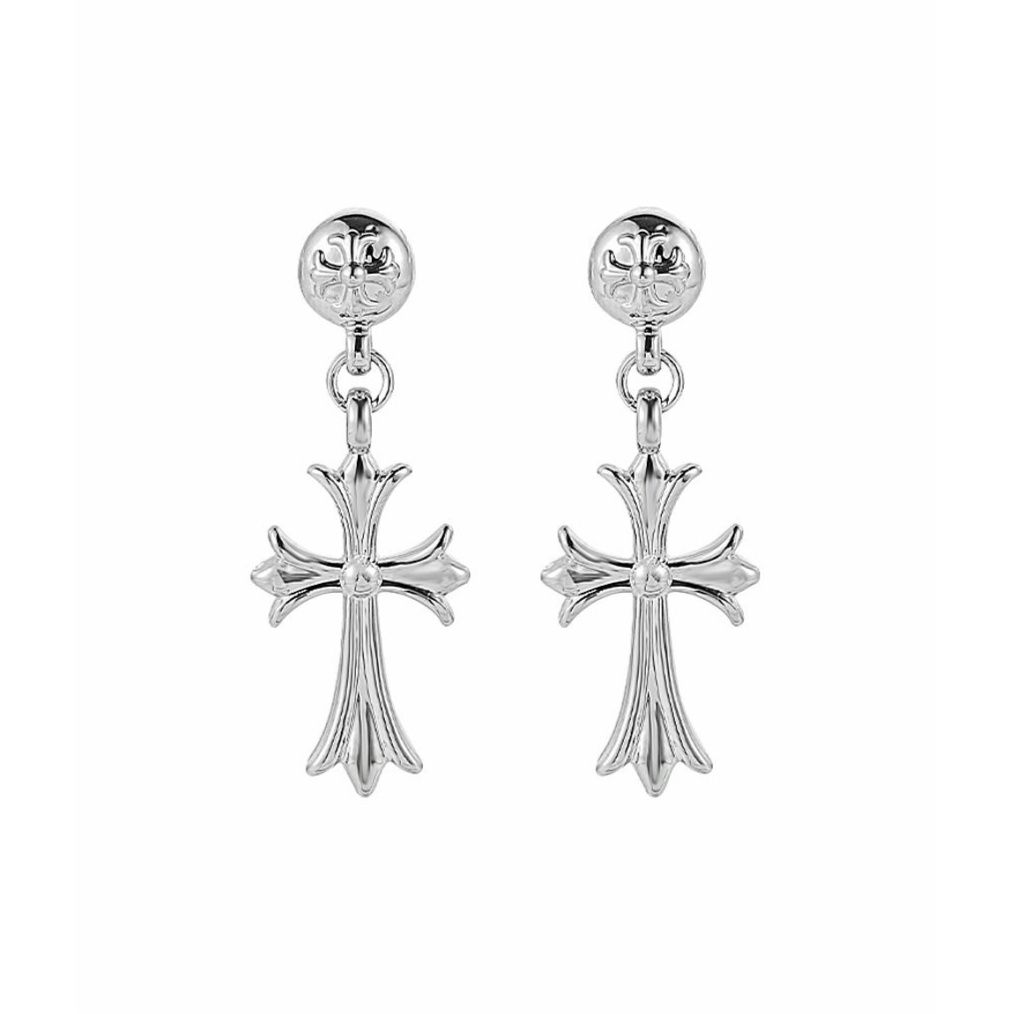 メンズピアス 男性用十字架揺れピアス シルバー