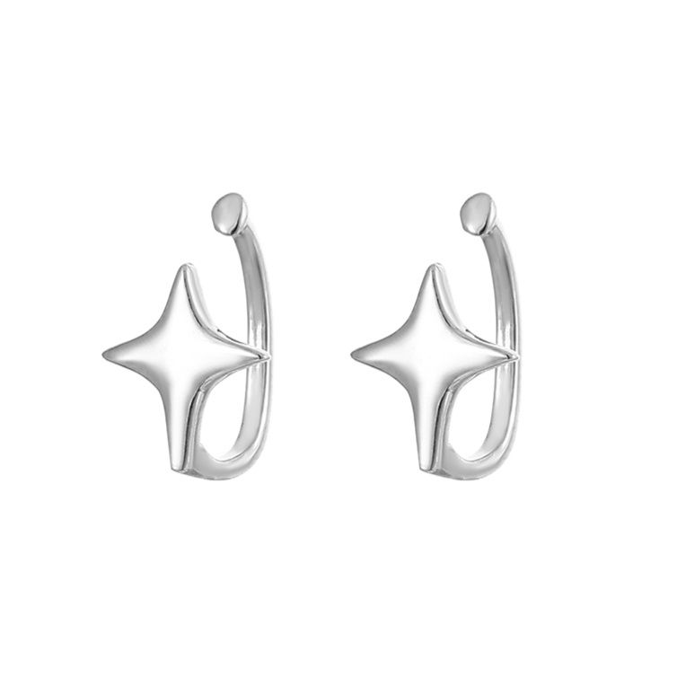 メンズピアス 男性用星型耳飾り 輝く十字星モチーフ