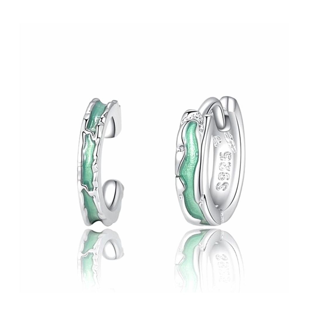 メンズピアス 男性用波紋模様シルバーフープピアス