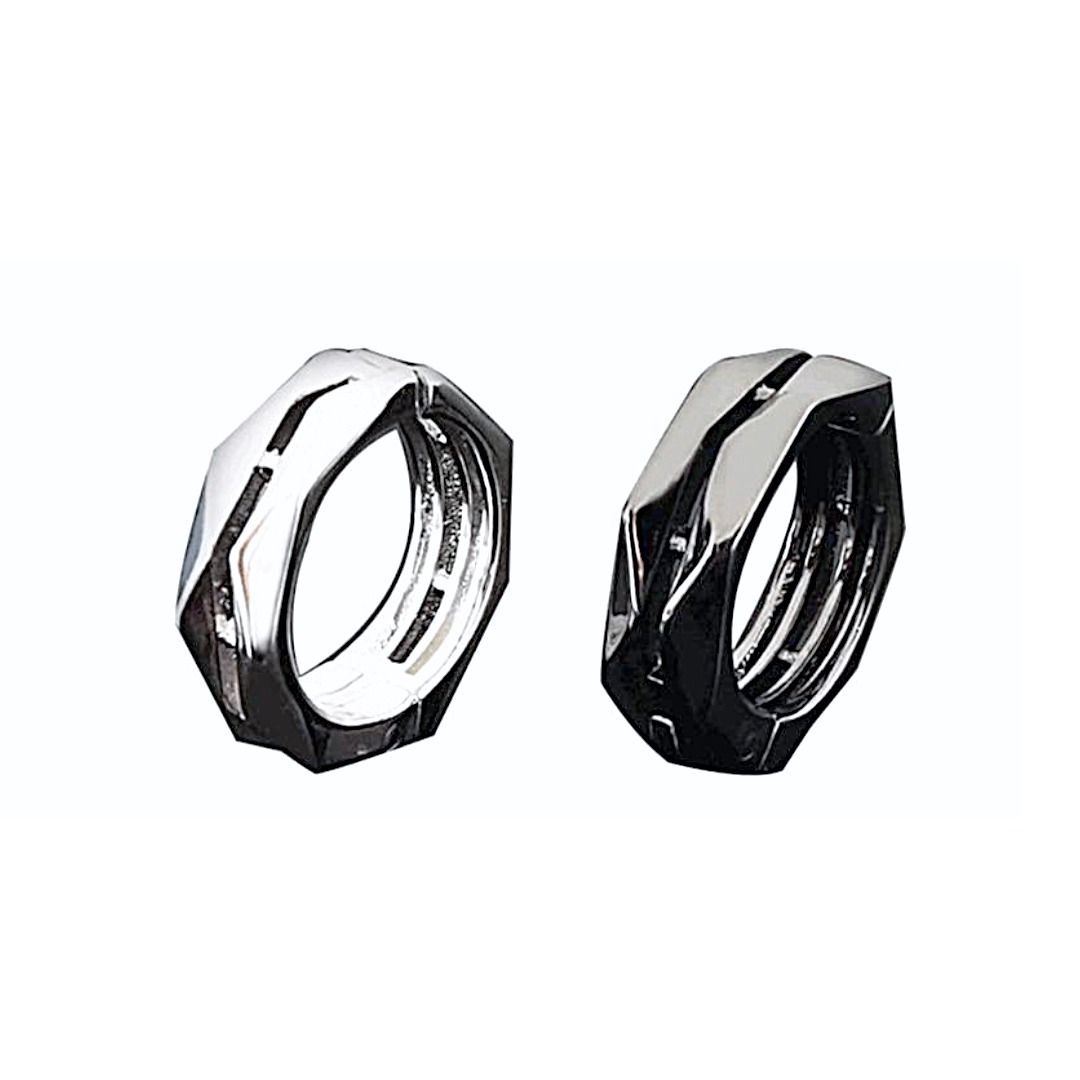 メンズピアス 幾何学模様多面体イヤーカフ