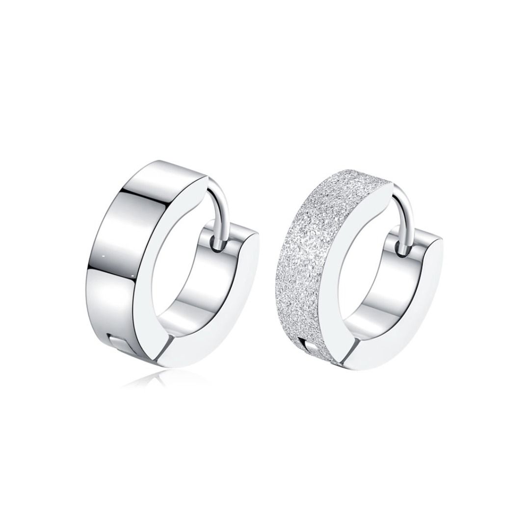 メンズピアス 多彩な質感を楽しむステンレス製フープピアスセット