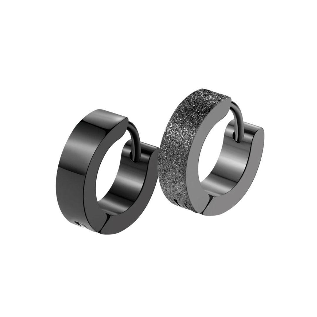 メンズピアス 多彩な質感を楽しむステンレス製フープピアスセット