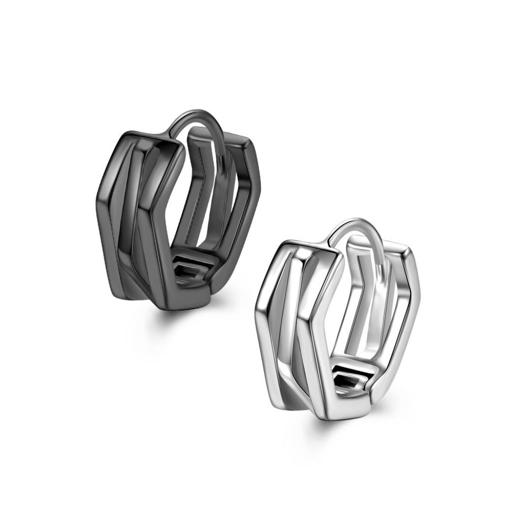 メンズピアス 幾何学模様メンズフープピアス