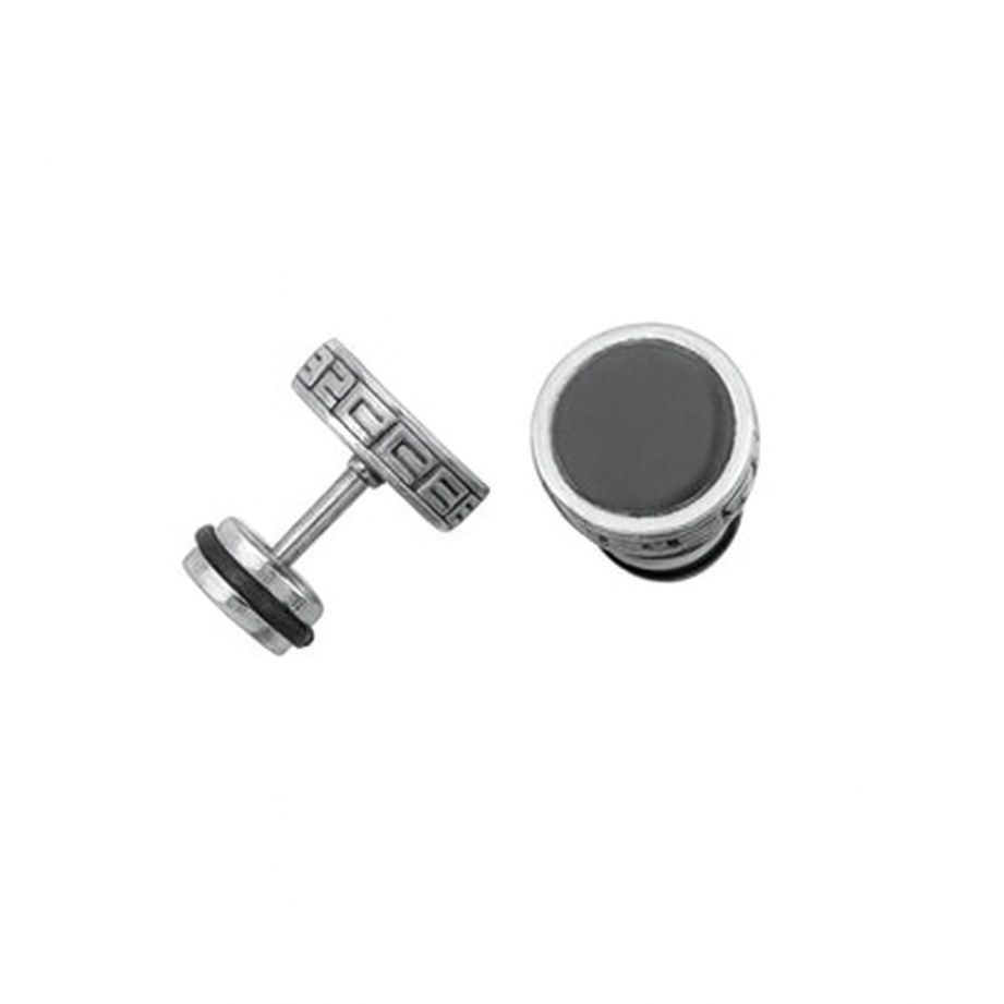 メンズピアス 古代模様が印象的なシルバー鋼鈴型ピアス