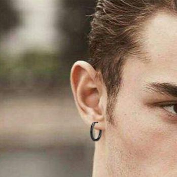 メンズピアス チタン製シンプルフープピアス両耳用