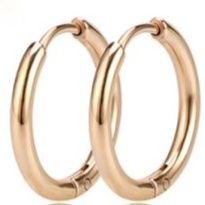 メンズピアス チタン製シンプルフープピアス両耳用