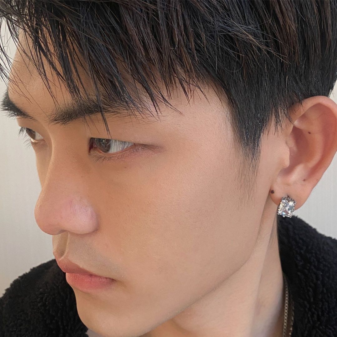 メンズピアス 一粒ジルコニア六本爪スタッドピアス