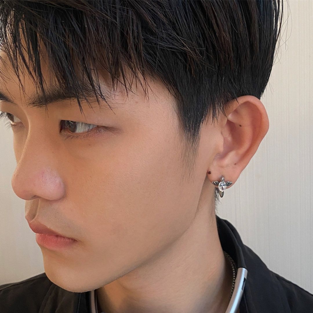 メンズピアス 星型クリスタルメタルピアス 両耳|メンズピアス専門通販