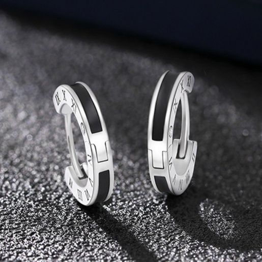 メンズピアス シルバー二重デザインリングピアス