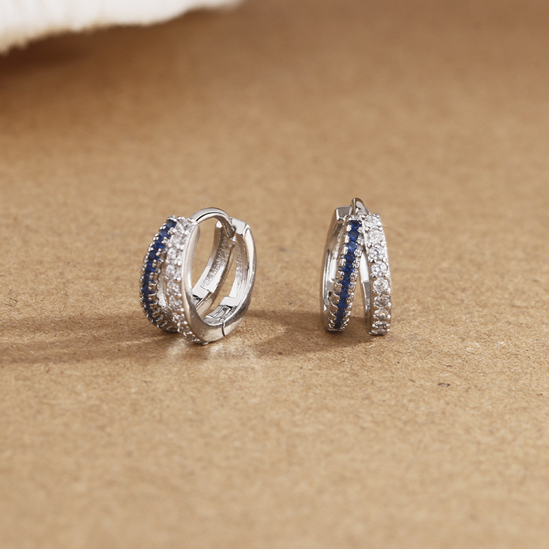 メンズピアス 煌めき二重ライン宝石リングピアス