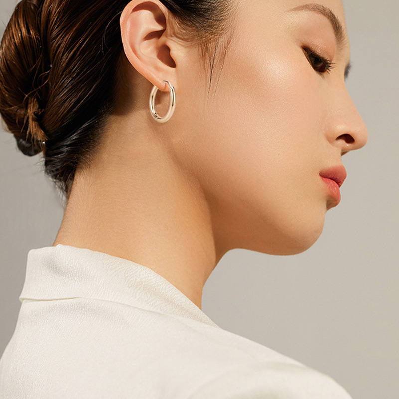 メンズピアス チタン製シンプルリングピアス両耳セット