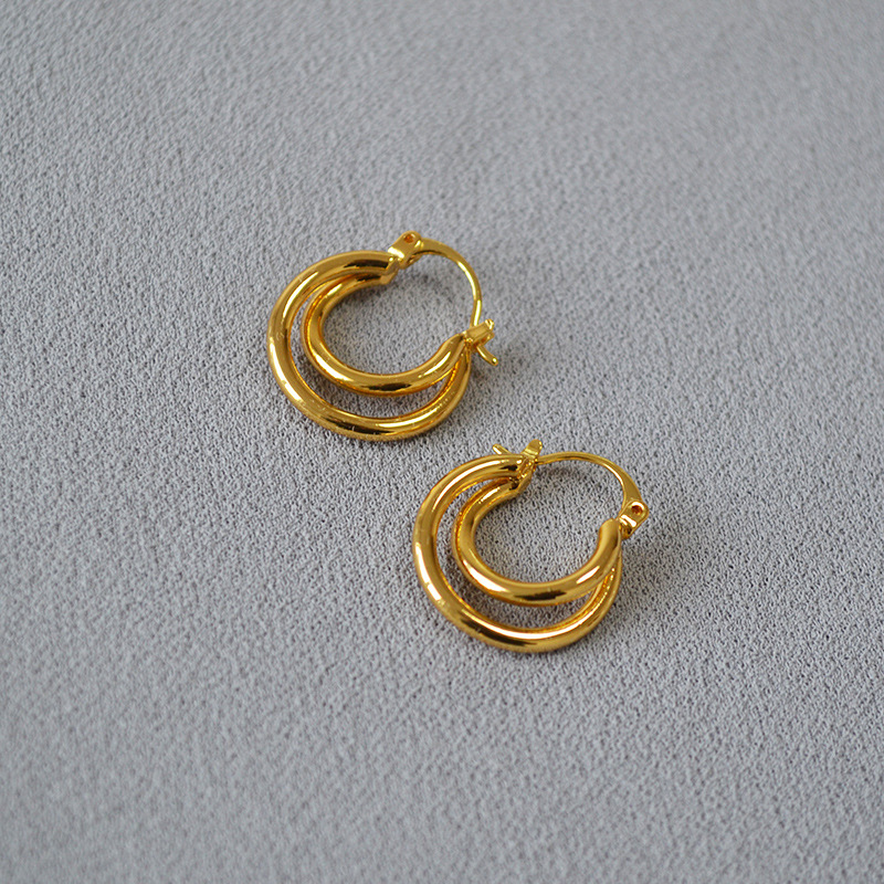 メンズピアス 二重層デザインリングピアス