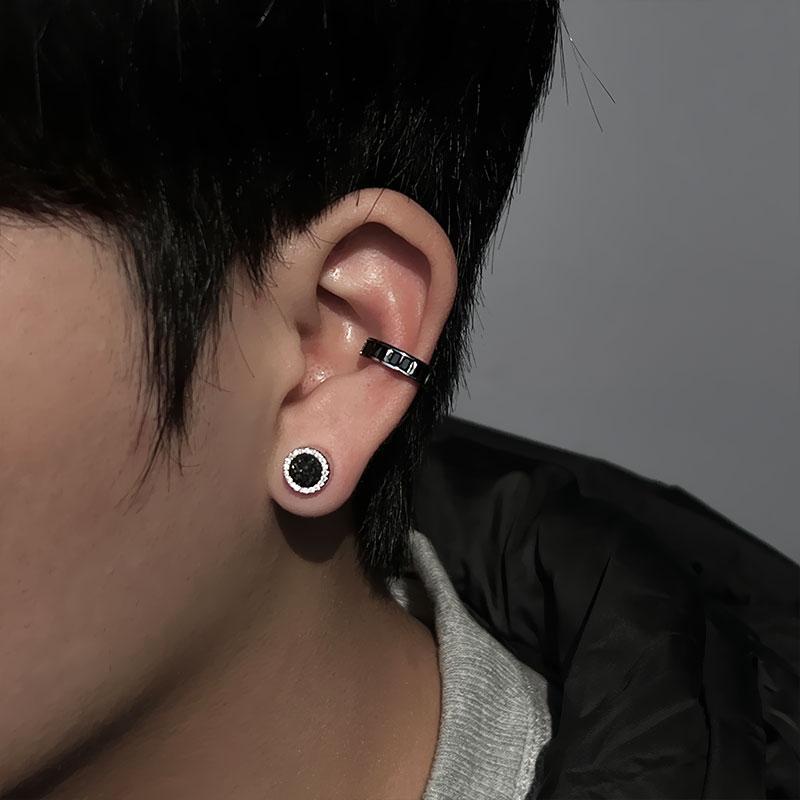 メンズピアス 二連装飾ラインイヤーカフノンホール