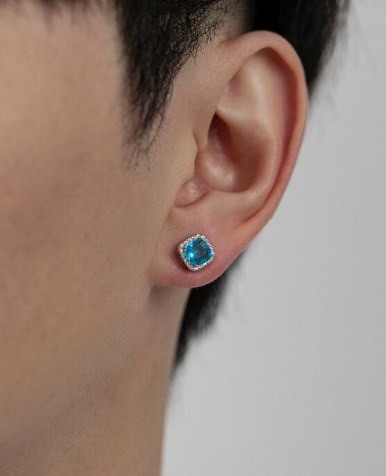 メンズピアス 二重リング構造のクリック式フープピアス シルバー