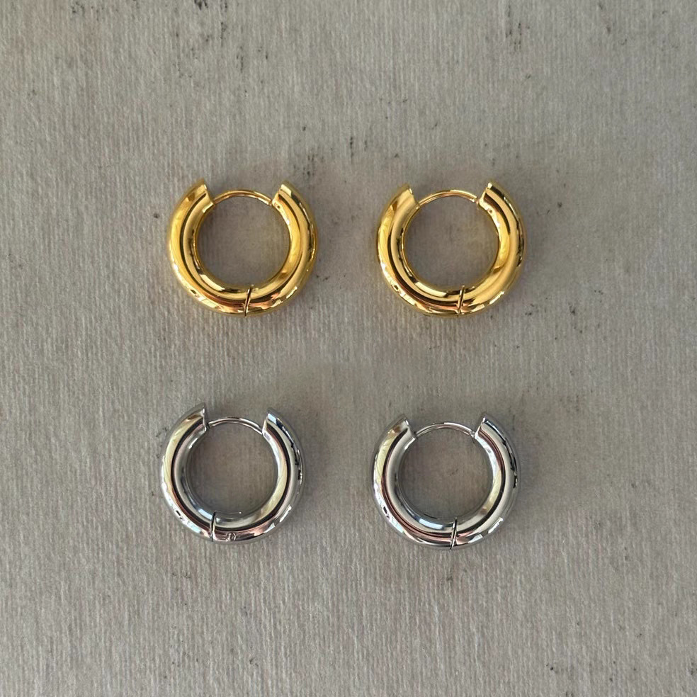  ステンレス製太幅フープリングメンズピアス