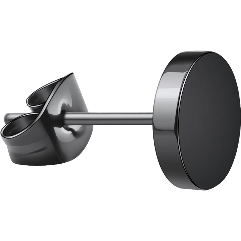 メンズピアス チタン製円形プレートスタッドピアス