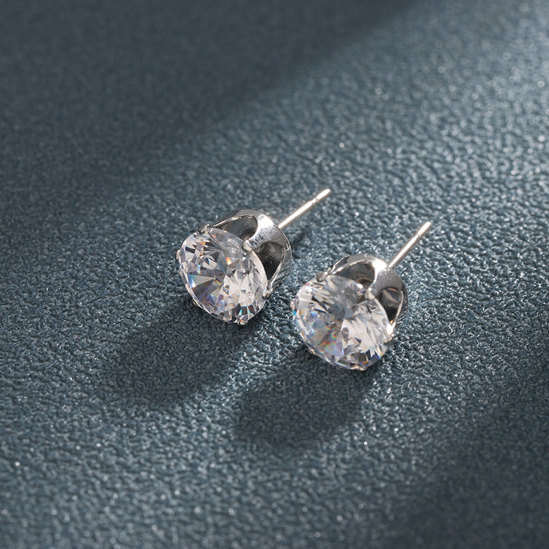 メンズピアス 一粒ジルコニア輝くシンプルスタッドピアス