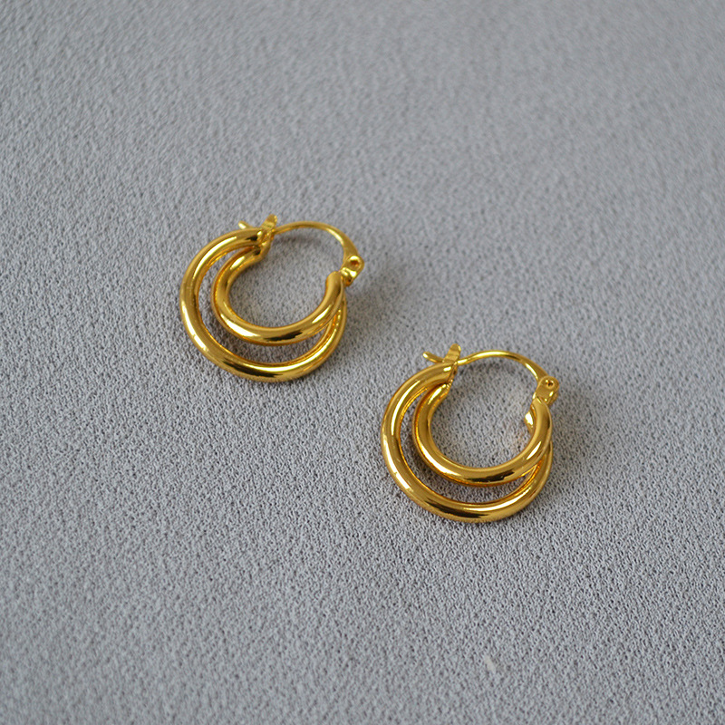 メンズピアス 二重層デザインリングピアス