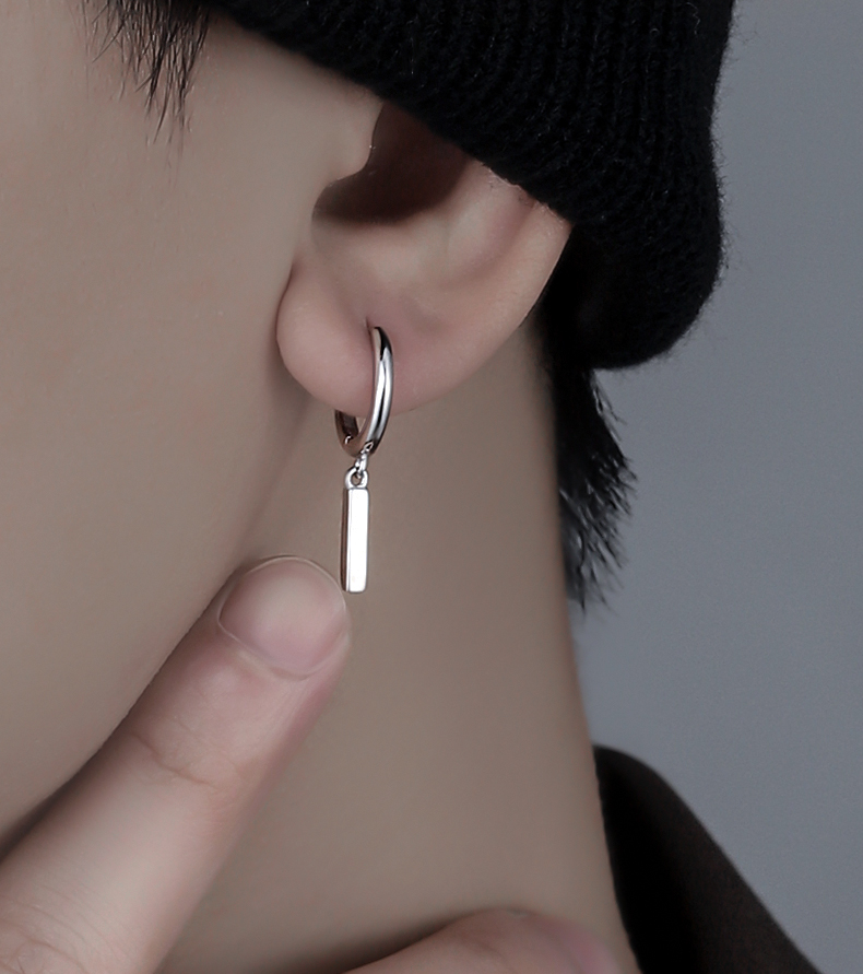 ピアスメンズ 縦長バーフープピアス