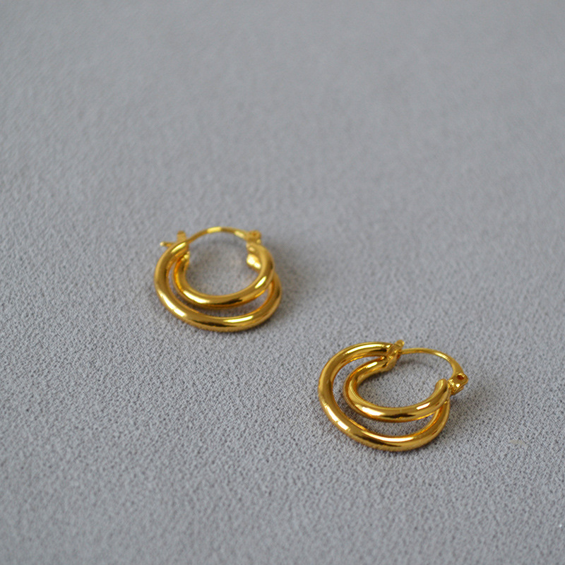 メンズピアス 二重層デザインリングピアス