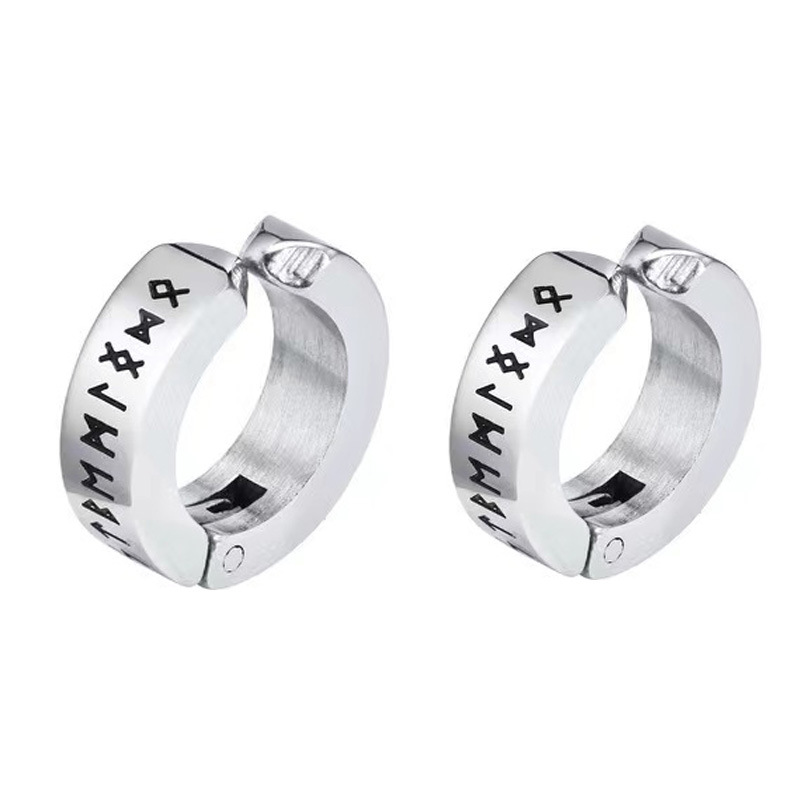 メンズピアス ローマ数字刻印フープ型片耳