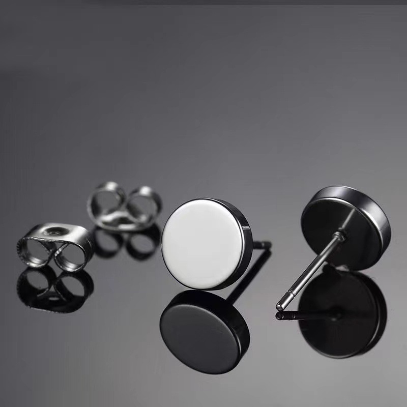 ピアスメンズ シンプル円形スタッドピアス