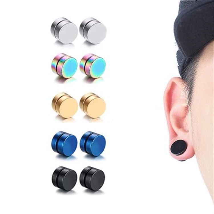 ピアスメンズ シンプル円形マグネットピアス