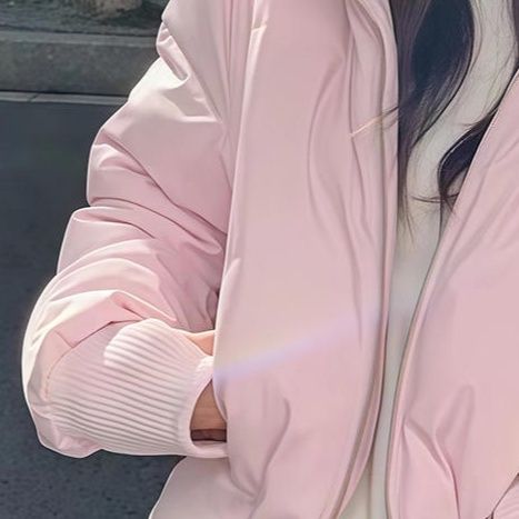 ピンクコーデ可愛いフード付き厚手保温コート