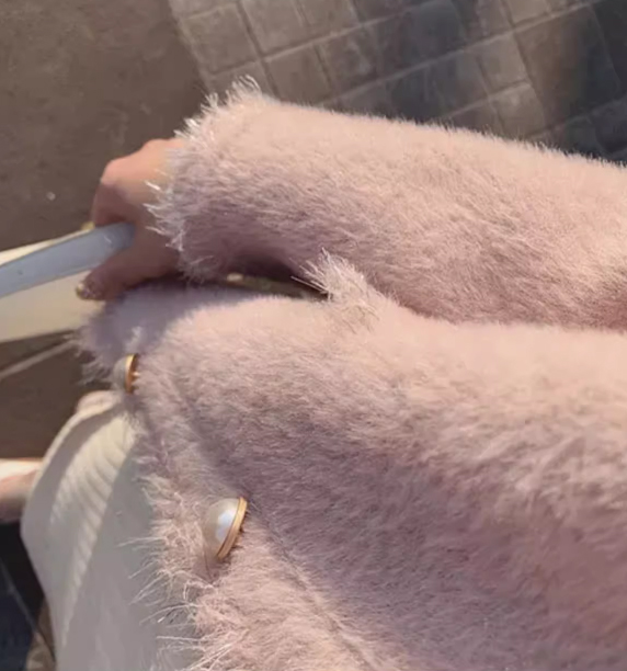 ピンクコーデ 秋新作ふわもこノーカラージャケット韓国風ピンク