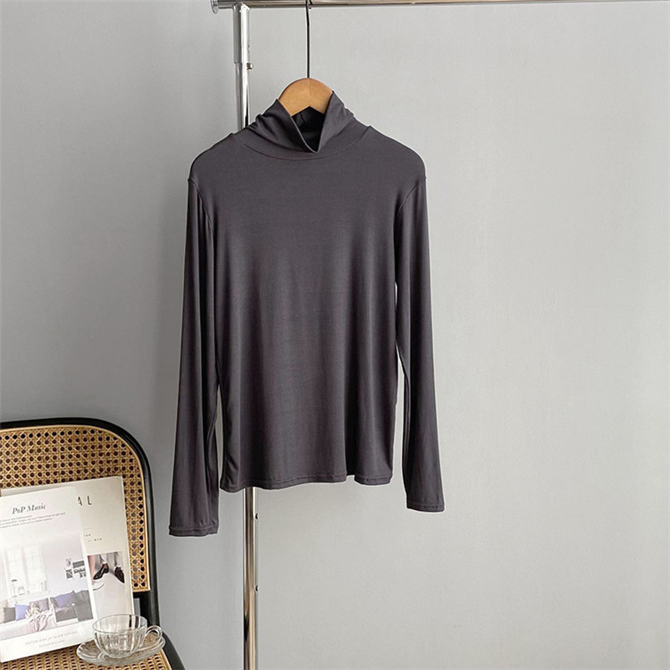 ピンクコーデ 秋冬シンプルタートルネック長袖ニット