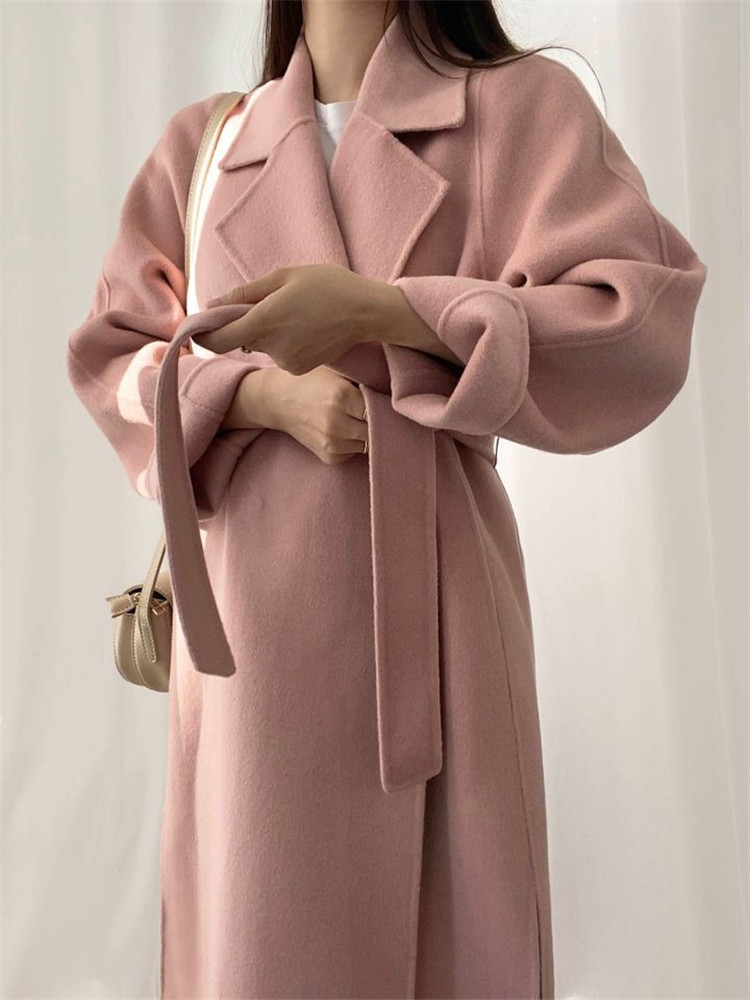 ピンクコーデ ピンク ロング コート ゆったり 長袖 上品
