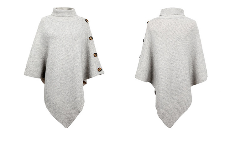 ピンクコーデ 秋冬タートルネックニットポンチョ